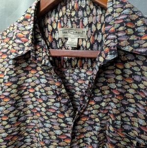 Tori Richard Multicolor Casual Button Down Fish Shirt, Size M
